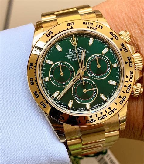 rolex daytona green gold|daytona rolex gold price.